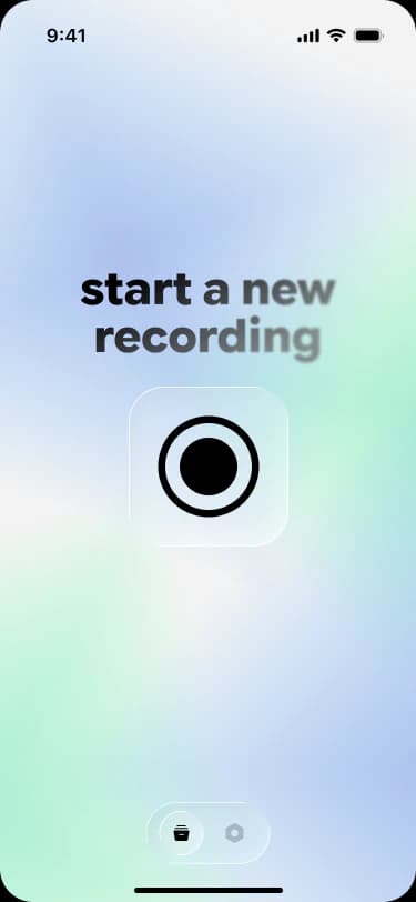 Meddict home screen before the first recording, with a single button to start one